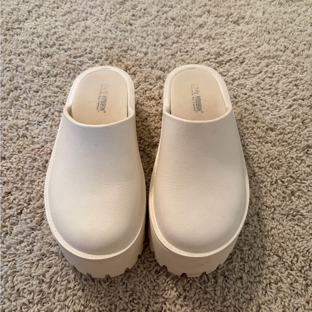 Platform Clog Mules in Off-White